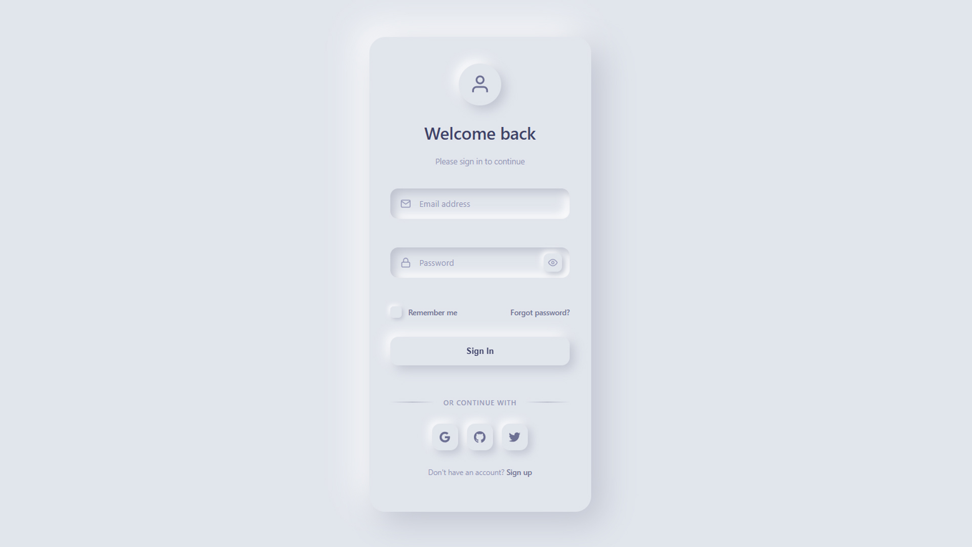 Neumorphism Login Form