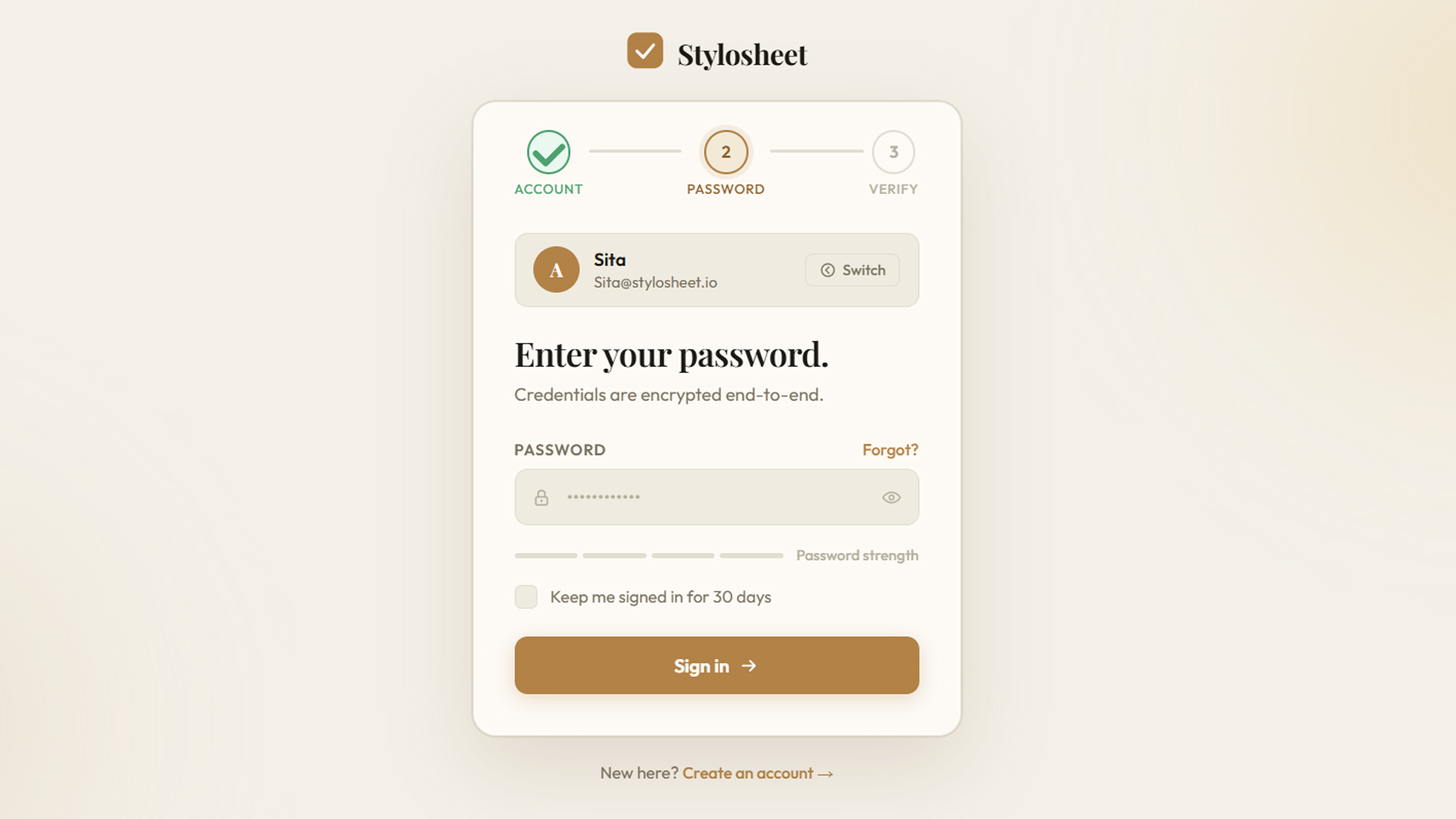 Credential Step Login Form
